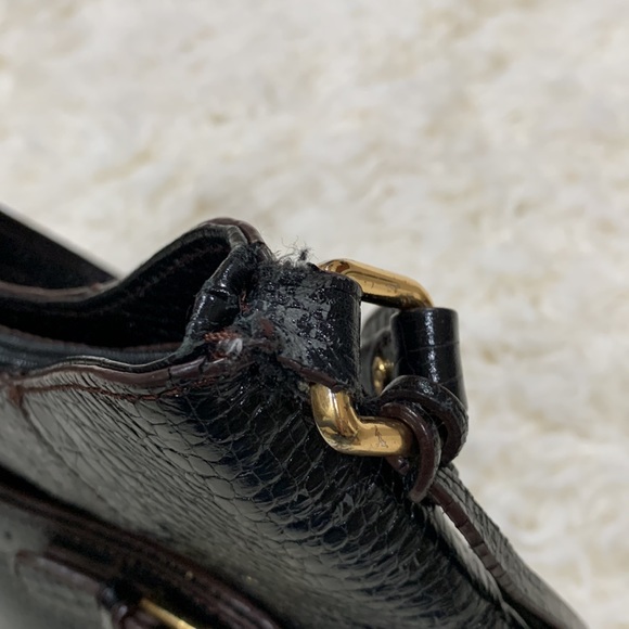 VINTAGE ETIENNE AIGNER EMBOSSED GENUINE LEATHER HOBO STYLE BAG - Picture 4 of 13